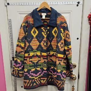 Colorful, Winter, Cozy, Thick, Geometric Women, Jacket, Casual, Cotton, Western